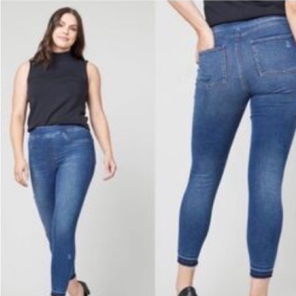 Spanx Distressed Ankle Skinny Jeans Medium Wash Size XL - Picture 1 of 7